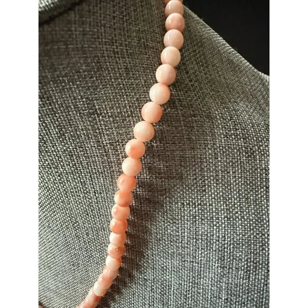 Vintage Angel Skin Coral Bead Necklace 18” Coastal Classic Cocktail Wedding